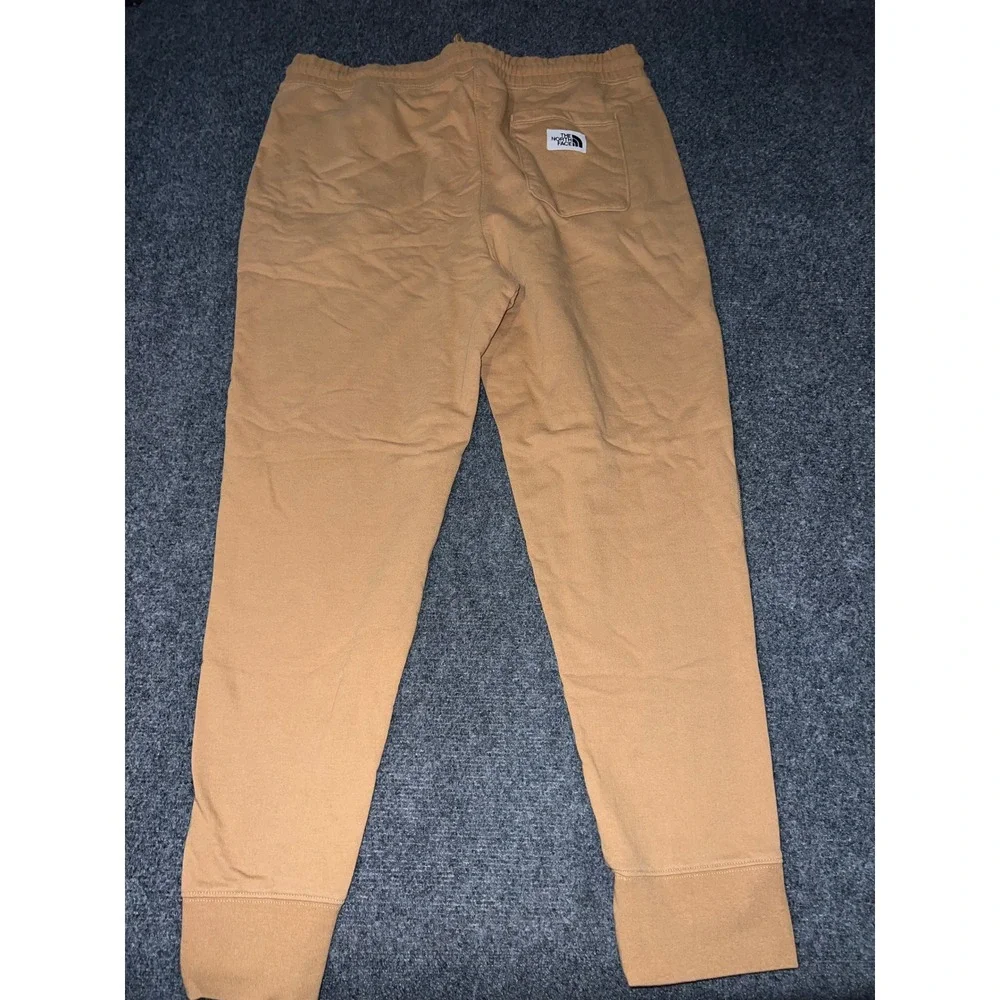The North Face Mens XL Tan Brown Fleece Joggers Sweatpants Drawstring Waist